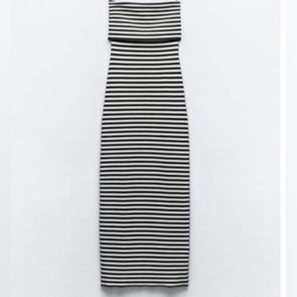 NWT - size small Zara tube Striped Strapless Midi Dress - Black & White - Picture 2 of 3